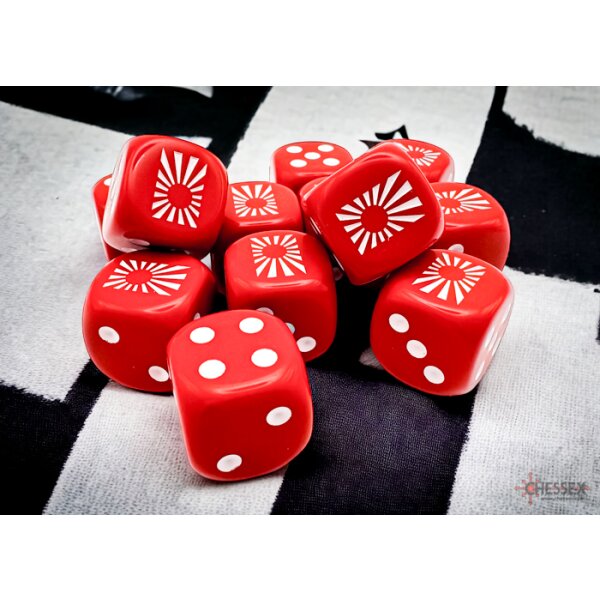 WW2 dice Japan Opaque Red/white 16mm d6 Dice Block™