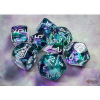 Nebula Flourite/white Polyhedral 7-Dice Set (with bonus die)