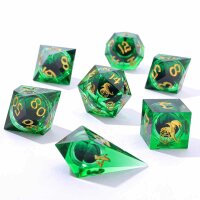 "Always Watching" Dragons Eye Sharp Edge Resin Dice Set-Green