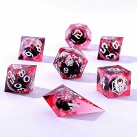 "Always Watching" Sneering Skull Sharp Edge Resin Dice Set-Red