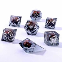 "Always Watching" Sphere Of Many Eyes Sharp Edge Resin Dice Set-Yellow