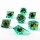 "Always Watching" Sphere Of Many Eyes Sharp Edge Resin Dice Set-Green