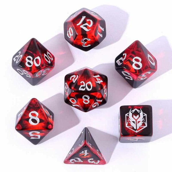 Wyrmforged Rollers Rounded Edge Resin Dragons Eye Dice Set-Red