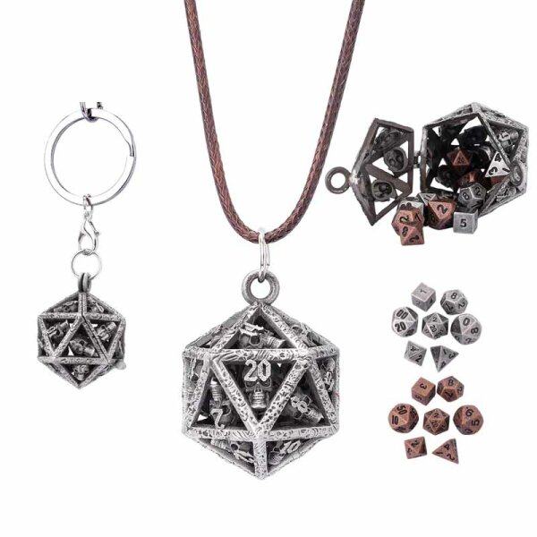 Grimskulls D20 Locket Gift Set-Ancient Silver