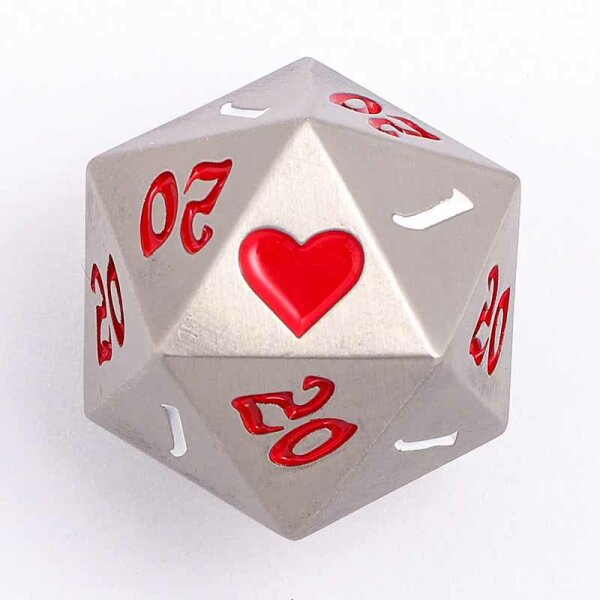 25mm Solid Metal Single D20 The Critical Dice -Ancient Silver