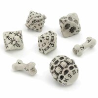 Skull & Bone Full 7 Dice Set - Cleaned Bone White