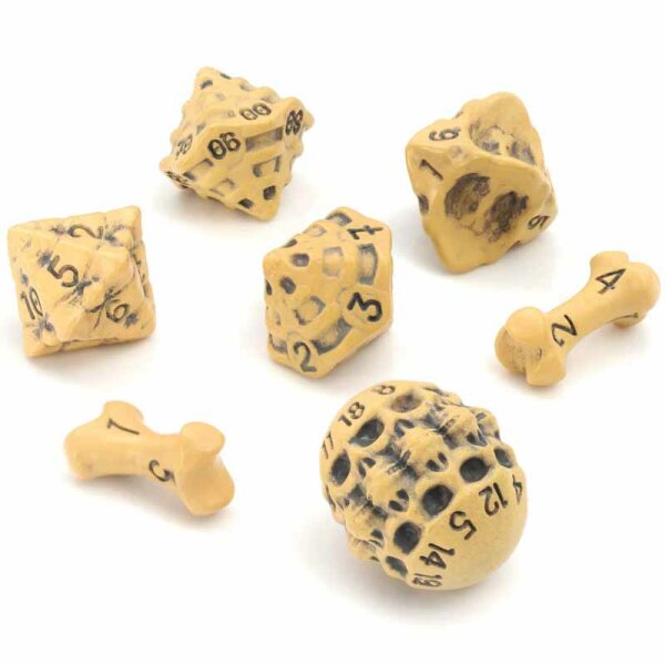 Skull & Bone Full 7 Dice Set - Ancient Bone Yellow