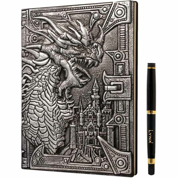 3D Faux-Leather Notebook / Journal - Silver Dragon