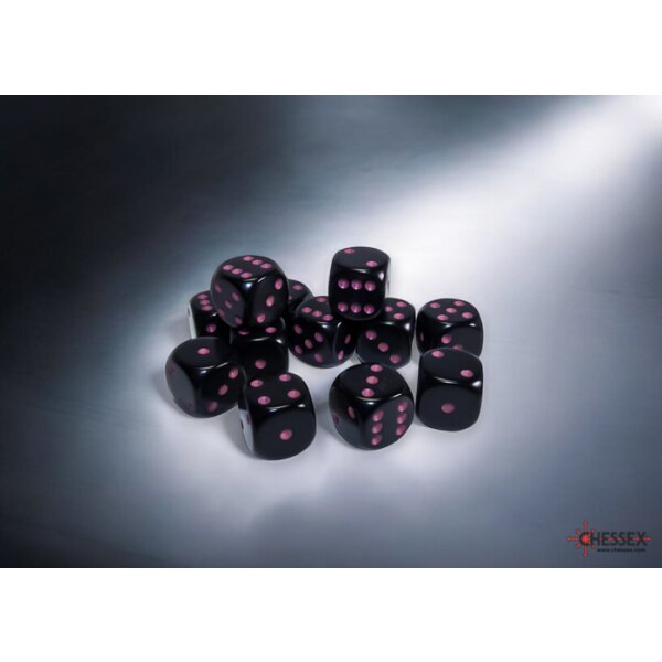 Opaque 16mm d6 Black/pink Dice Block™ (12 dice)