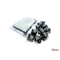 Opaque Black/green Set of Ten d10s