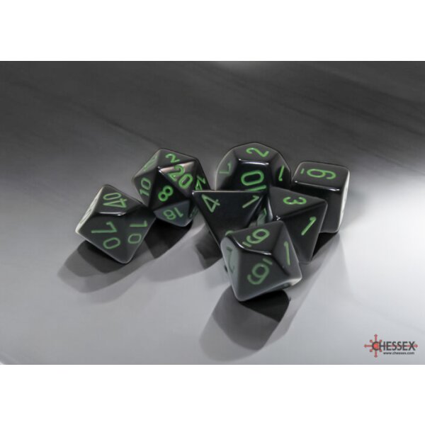 Opaque Polyhedral Black/green 7-Die Set