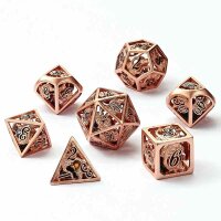 Rose Gold Hollow Dragon Dice Set Filled with Gems