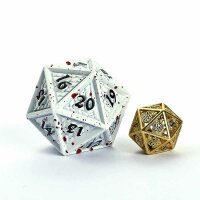 45MM Spindow Metal Behemoth Chonk D20-Matt White w/Blood Spitters