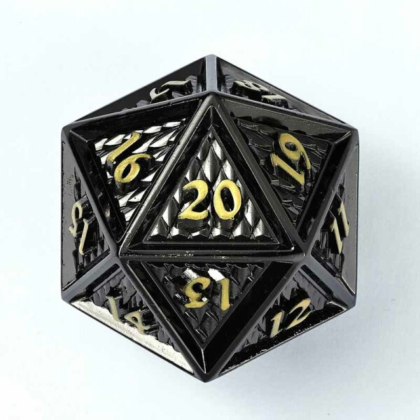 45MM Spindow Metal Behemoth Chonk D20-Gunmetal w/Gold