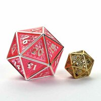 45MM Spindow Metal Behemoth Chonk D20-Silver w/UV Pink