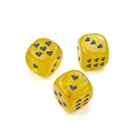 Cirrus Yellow/black w/heart pips 16mm Single d6 dice (1...
