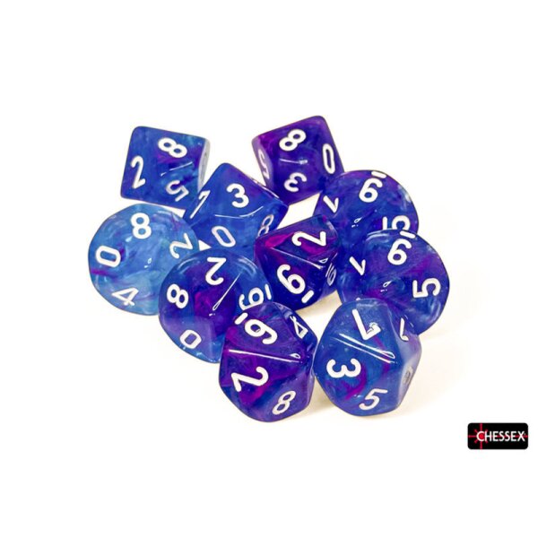 Nebula Aura/white Luminary Set of Ten d10s
