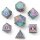 Bard Solid Metal RPG Dice Set - Rainbow w/White