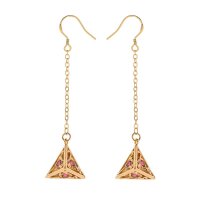 Dragons eye D4 earrings-Gold w/Red gems