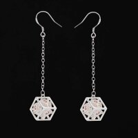 Dragons eye D6 earrings-Silver w/Pink gems