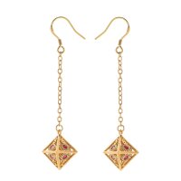 Dragons eye D8 earrings-Gold w/Red gems