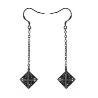 Dragons eye D8 earrings-Gunmetal w/Purple gems