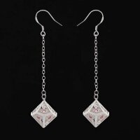 Dragons eye D10 earrings-Silver w/Pink gems