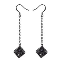 Dragons eye D10 earrings-Gunmetal w/Purple gems