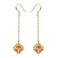 Dragons eye D100 earrings-Gold w/Red gems