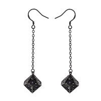 Dragons eye D100 earrings-Gunmetal w/Purple gems